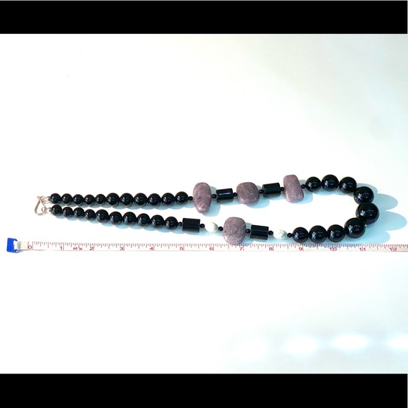 Jay King 925 Black Onyx and Purple Agate Semi-previous Gemstone Necklace - Picture 11 of 13